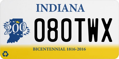 IN license plate 080TWX
