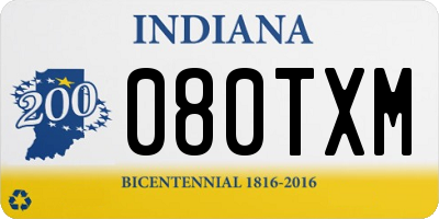 IN license plate 080TXM