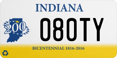 IN license plate 080TY