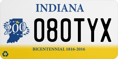 IN license plate 080TYX