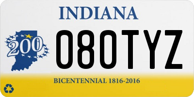 IN license plate 080TYZ