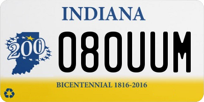 IN license plate 080UUM