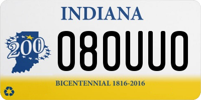 IN license plate 080UUO