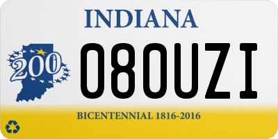 IN license plate 080UZI