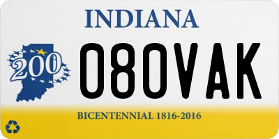 IN license plate 080VAK