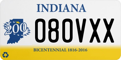 IN license plate 080VXX