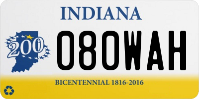 IN license plate 080WAH