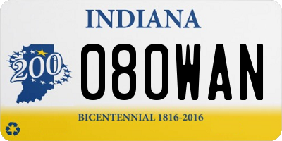 IN license plate 080WAN
