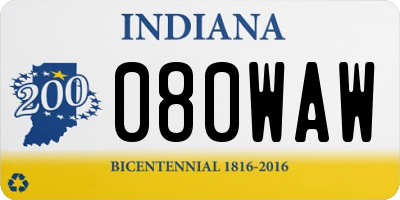 IN license plate 080WAW