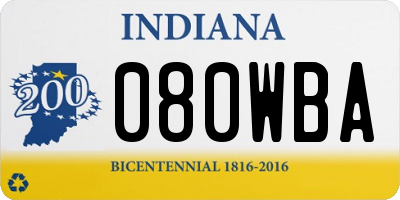 IN license plate 080WBA