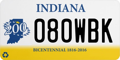 IN license plate 080WBK