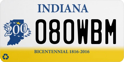 IN license plate 080WBM