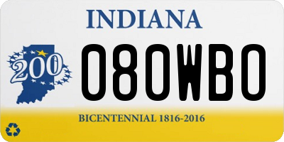 IN license plate 080WBO