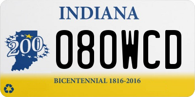 IN license plate 080WCD