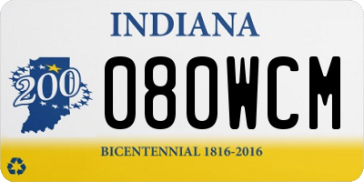 IN license plate 080WCM