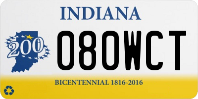 IN license plate 080WCT