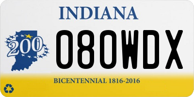 IN license plate 080WDX