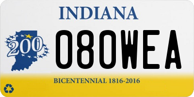 IN license plate 080WEA
