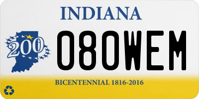IN license plate 080WEM