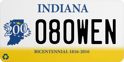 IN license plate 080WEN