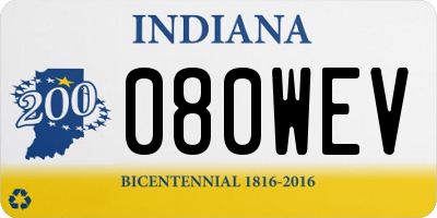 IN license plate 080WEV