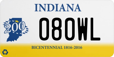 IN license plate 080WL