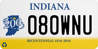 IN license plate 080WNU
