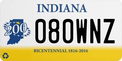 IN license plate 080WNZ