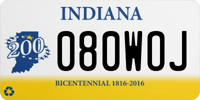 IN license plate 080WOJ