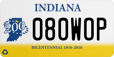 IN license plate 080WOP