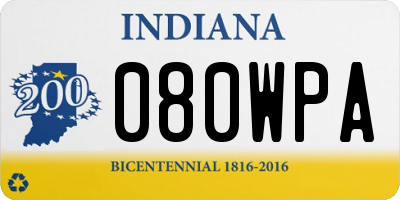 IN license plate 080WPA
