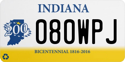 IN license plate 080WPJ