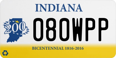 IN license plate 080WPP