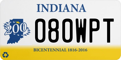 IN license plate 080WPT