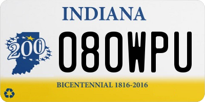 IN license plate 080WPU