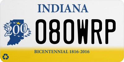 IN license plate 080WRP