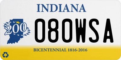 IN license plate 080WSA
