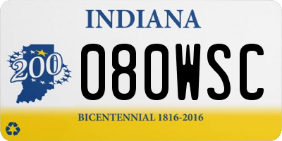 IN license plate 080WSC