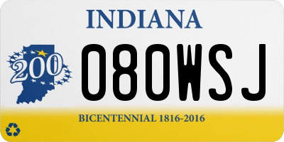 IN license plate 080WSJ