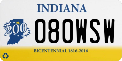 IN license plate 080WSW