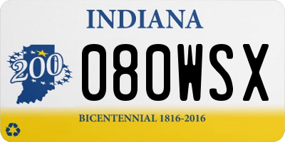 IN license plate 080WSX
