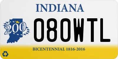 IN license plate 080WTL