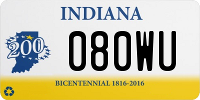 IN license plate 080WU