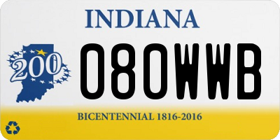 IN license plate 080WWB
