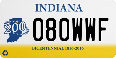 IN license plate 080WWF