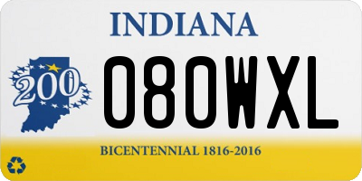 IN license plate 080WXL