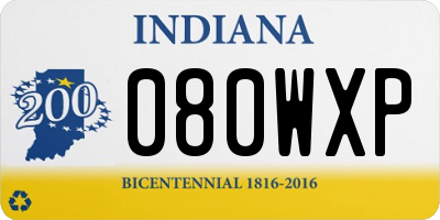 IN license plate 080WXP