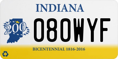 IN license plate 080WYF