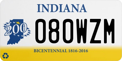 IN license plate 080WZM