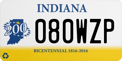 IN license plate 080WZP